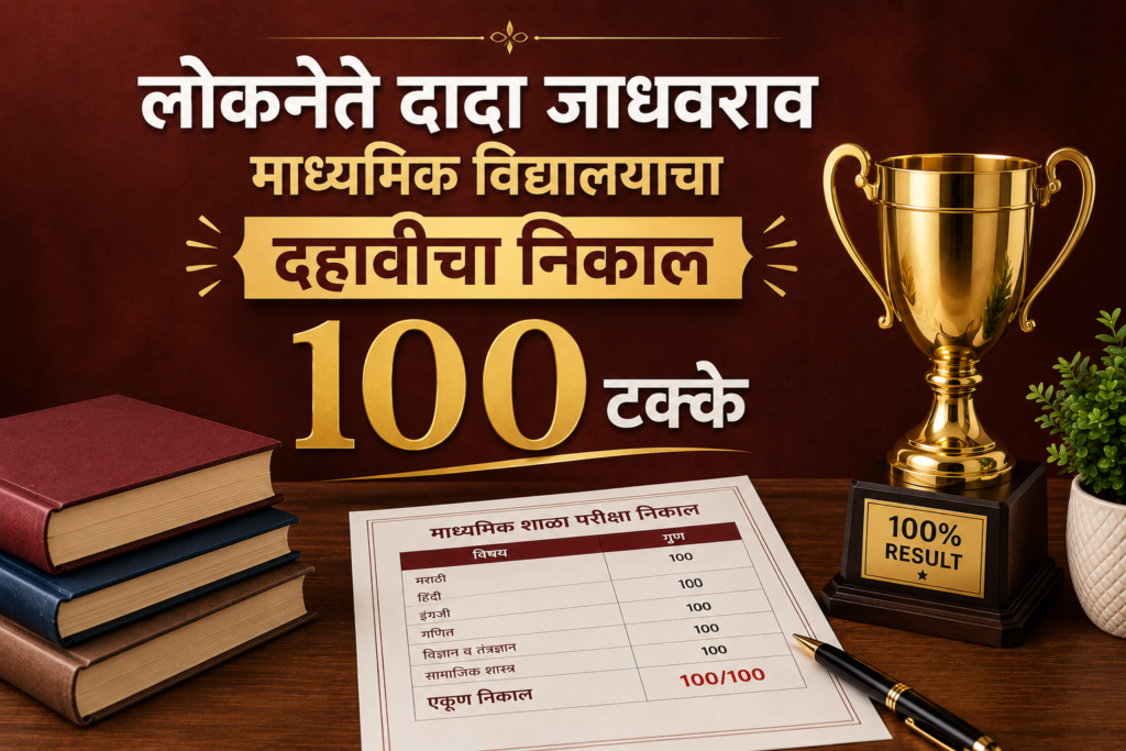 लोकनेते दादा जाधवराव माध्यमिक विद्यालयाचा दहावीचा निकाल १०० टक्के